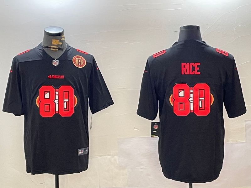 Men San Francisco 49ers #80 Rice Black Fashion 2024 Nike Limited NFL Jersey style 5